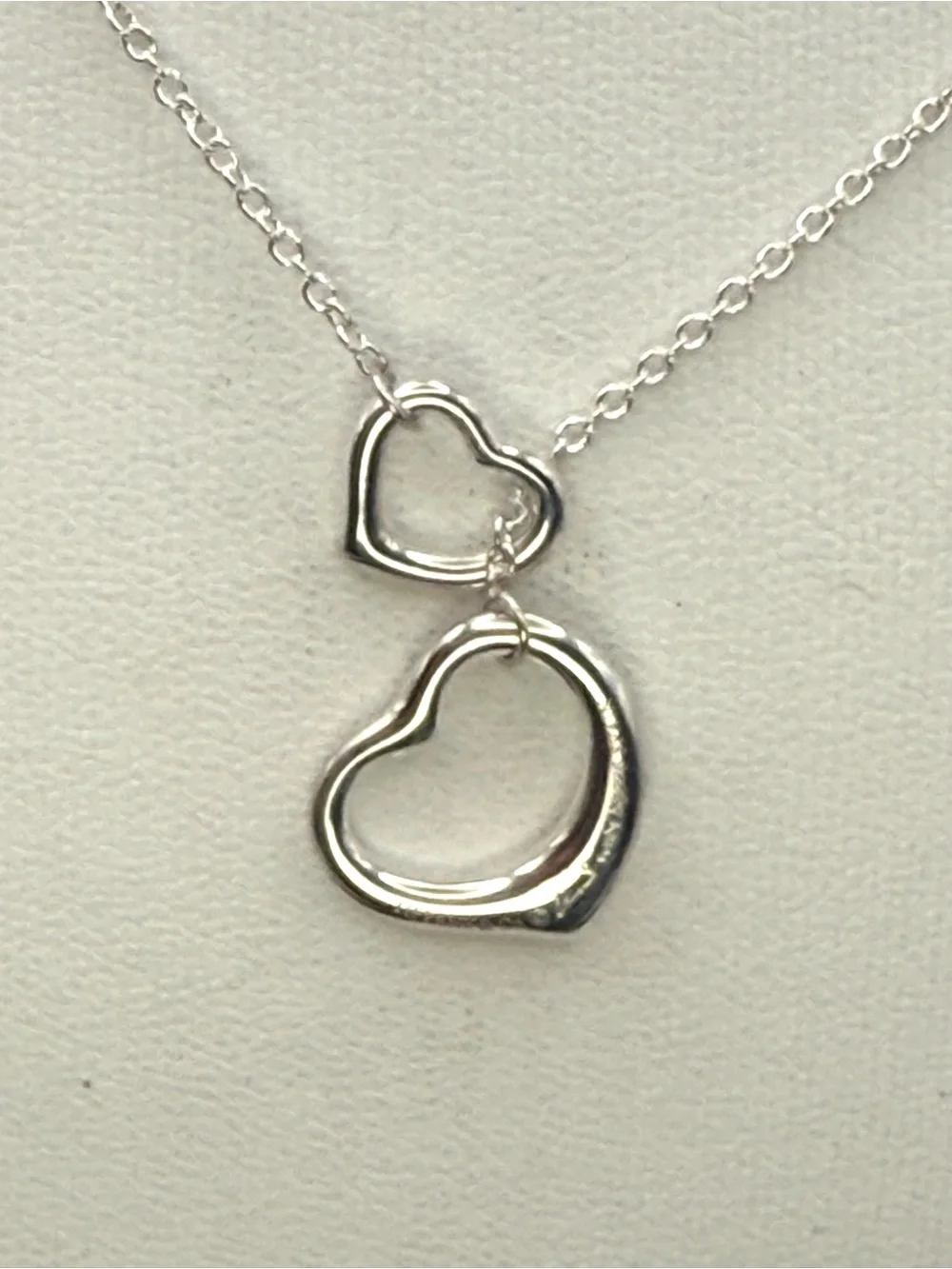 Tiffany & Co. Elsa Peretti Double Open Heart Lariat Necklace Sterling Silver